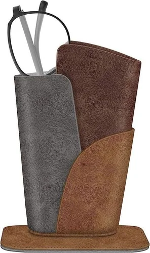 Eyeglasses Holder Anti-scratch Premium Vegan Leather Glasses Stand Case for Desk