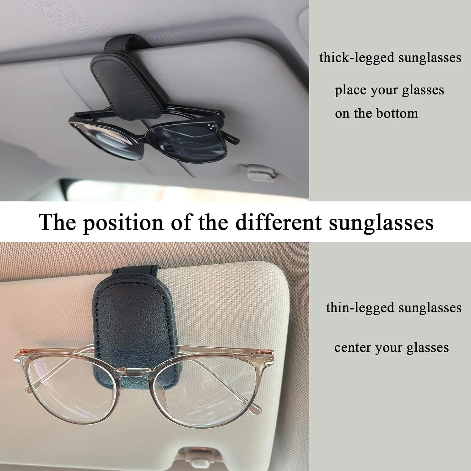 Sunglasses Holder for Car Sun Visor,Magnetic Leather Glasse Eyeglass Hanger Clip 4