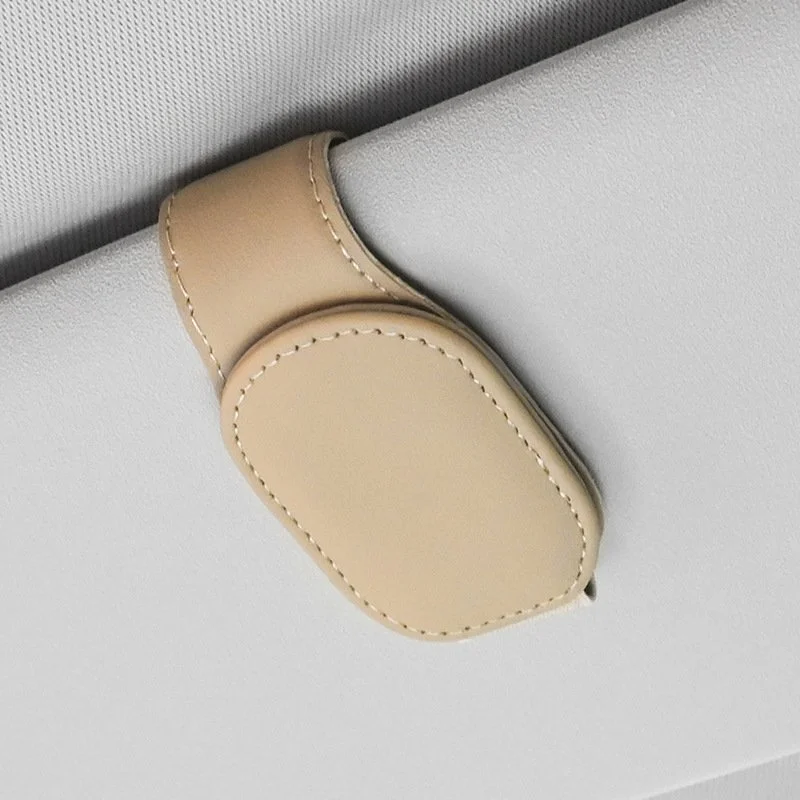 Sunglasses Holders for Car Sun Visor, Magnetic Leather Glasses Eyeglass Hanger C 2