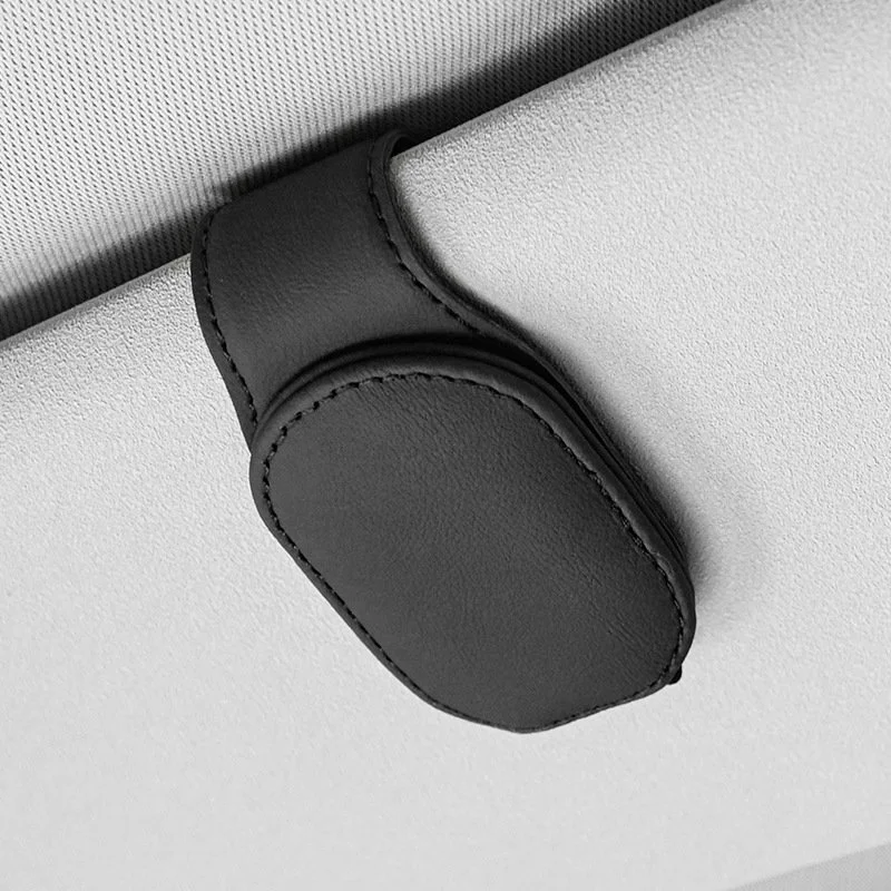Sunglasses Holders for Car Sun Visor, Magnetic Leather Glasses Eyeglass Hanger C 3